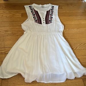 Embroidered White Flowy Summer Dress
